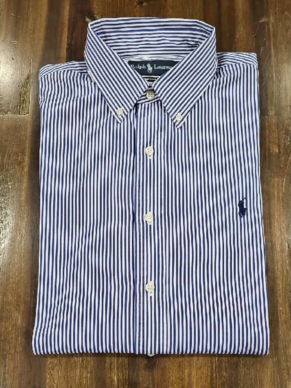 Ralph Lauren Blue & White Vertical Stripe Button-Down Shirt